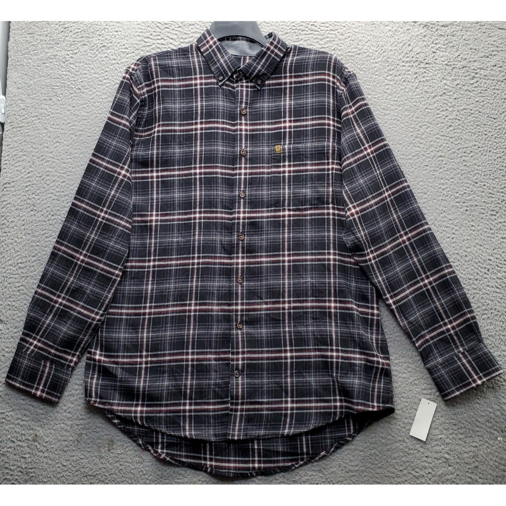 IZOD Stratton Flannel Shirt Men XLT Multi Plaid Long Sleeve Collared Button-Down